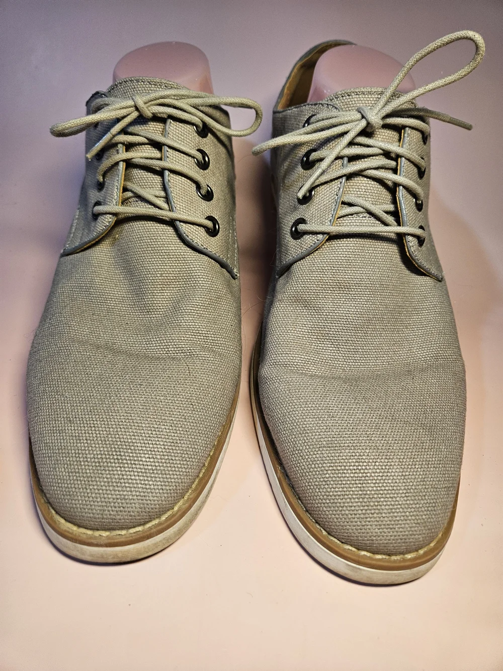 Steve Madden Light Beige Canvas Derby Shoes Size 11 B8n 10